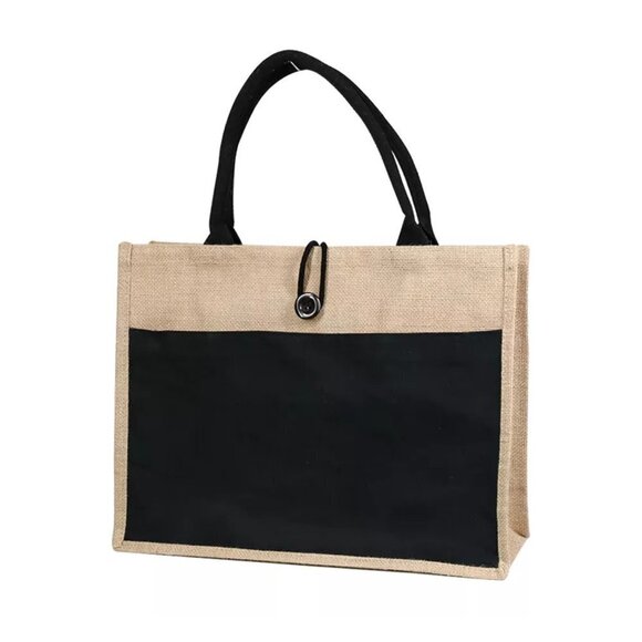 Large Black Canvas Tote Bag. Reusable Shopping Bag. NEW - Picture 1 of 15